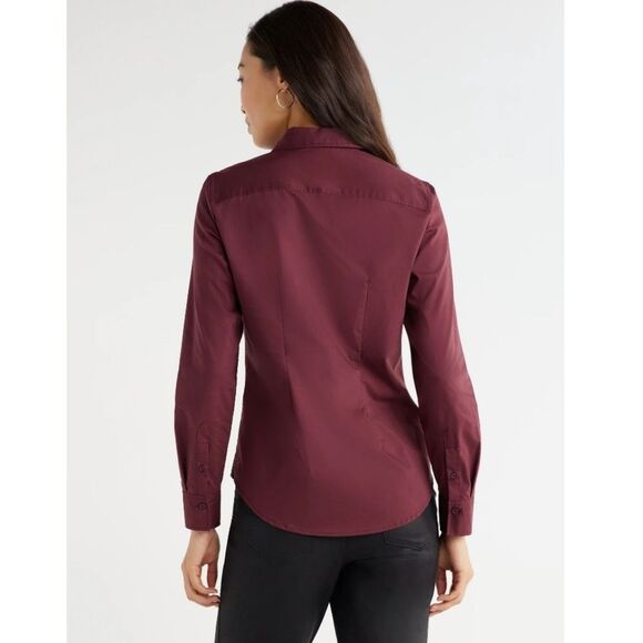 Time and Tru Women's Woven Button Down Shirt, Sizes M - Picture 4 of 8